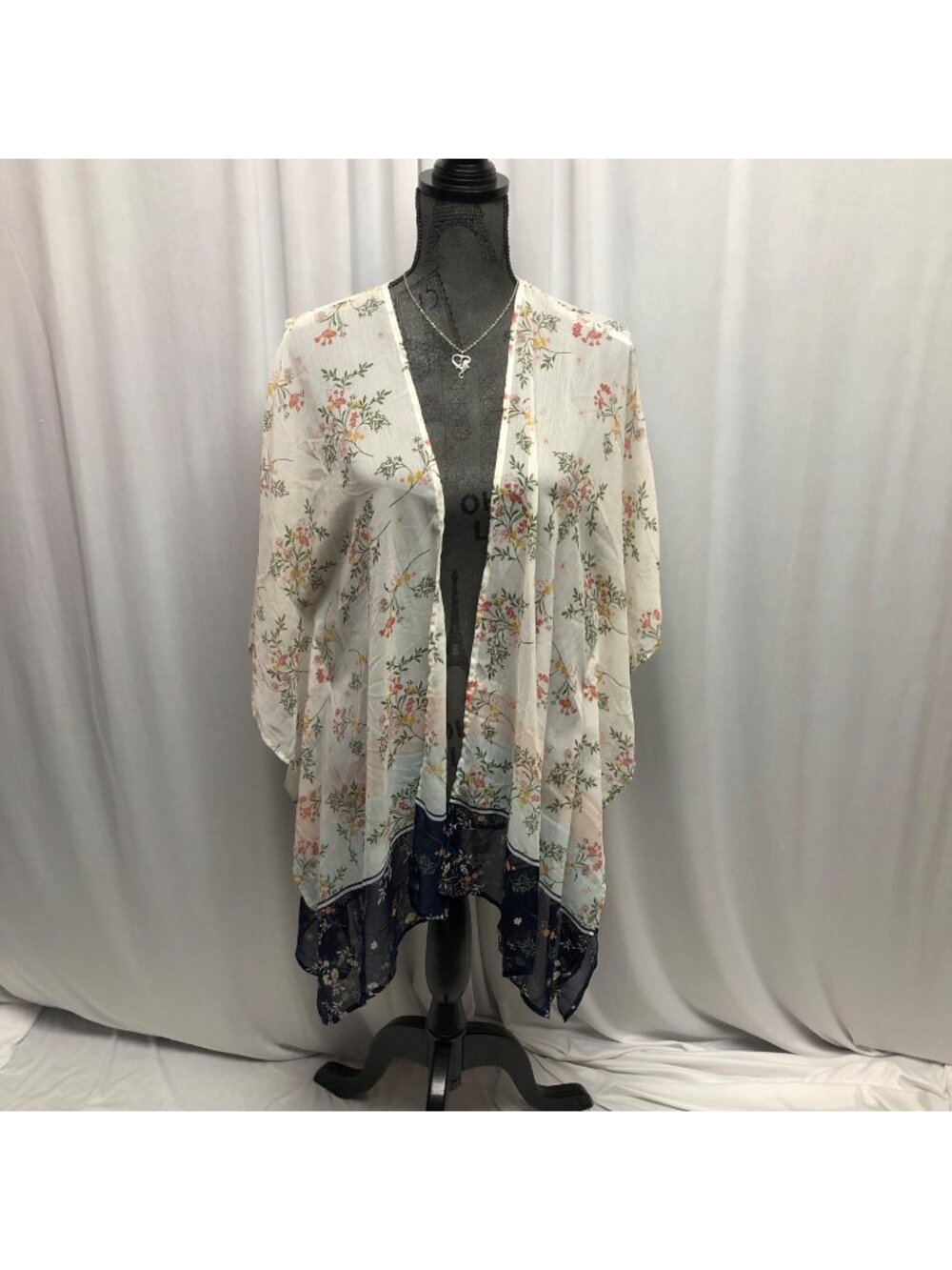 Motherhood Maternity Floral Open Front Kimono Cardigan OS Lightweight Sheer